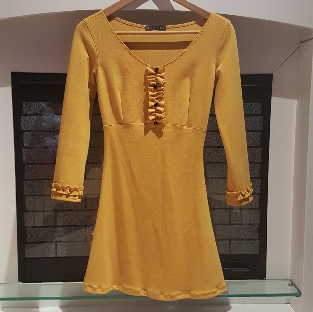 Econica Stretch Knit Bespoke Dress in Mustard